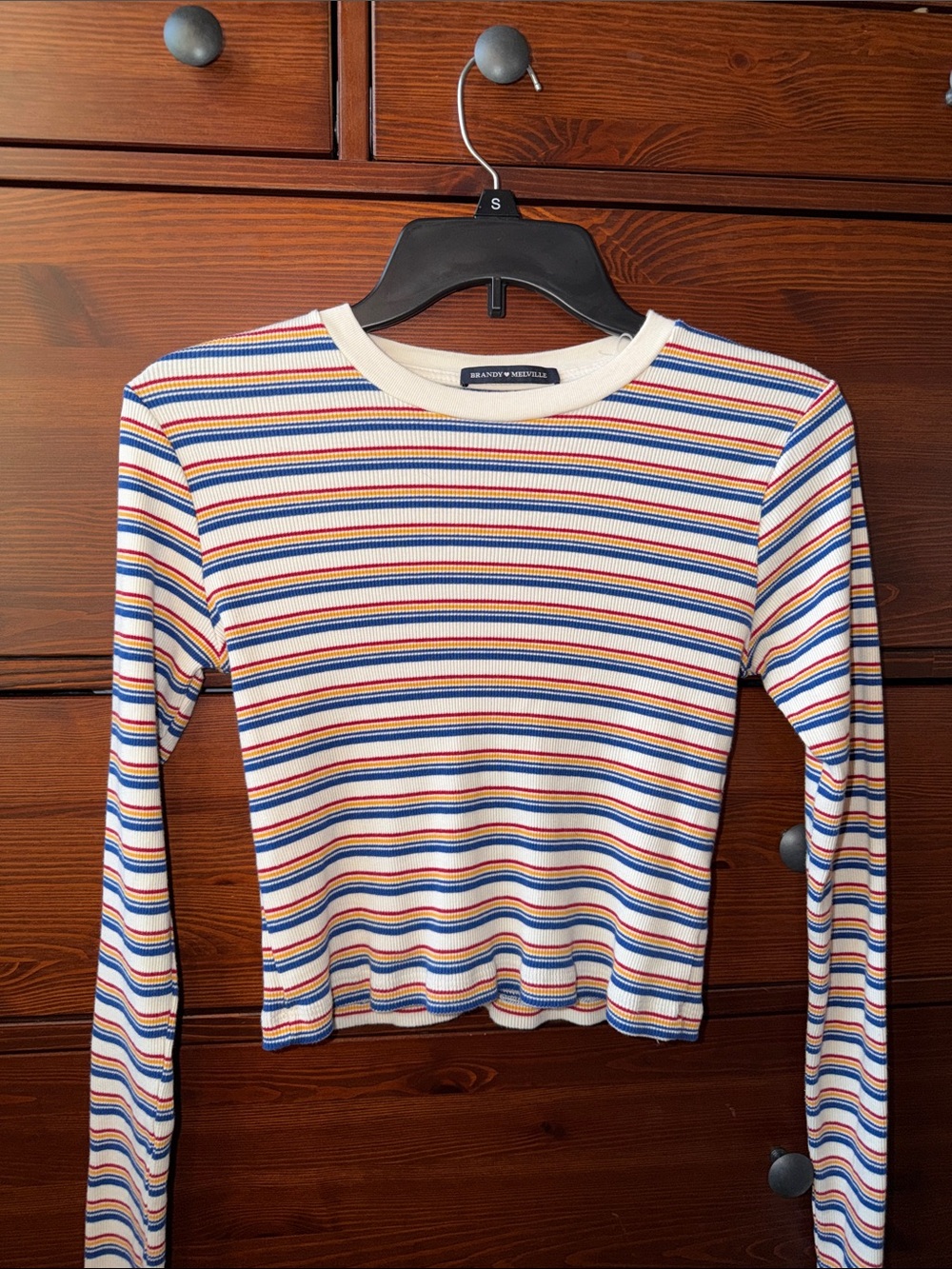 Brandy Melville Santana Long Sleeve Crop Top ♥️ Retro Striped Long Sleeve Tee